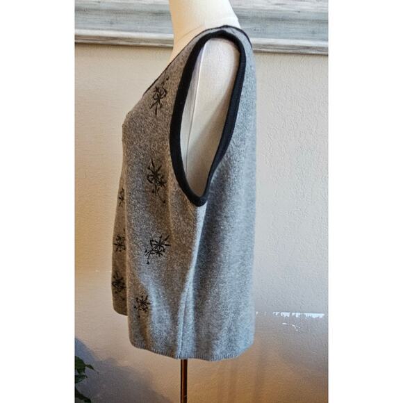 Vintage Herman Geist 100% Lambswool Knit Embroidered Sweater Vest Women Size 1X - Picture 3 of 5